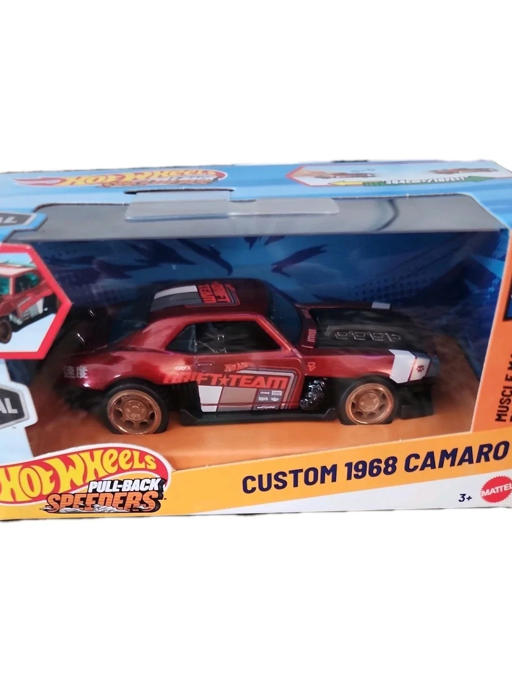 Mattel Die-Cast Hot Wheels Pull-Back Speeders Custom RED 1968 Camaro